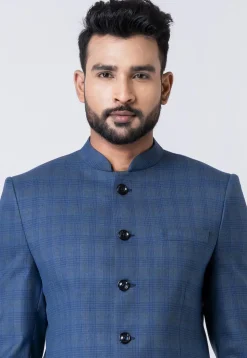 Woven Polyester Jodhpuri Suit in Light Blue