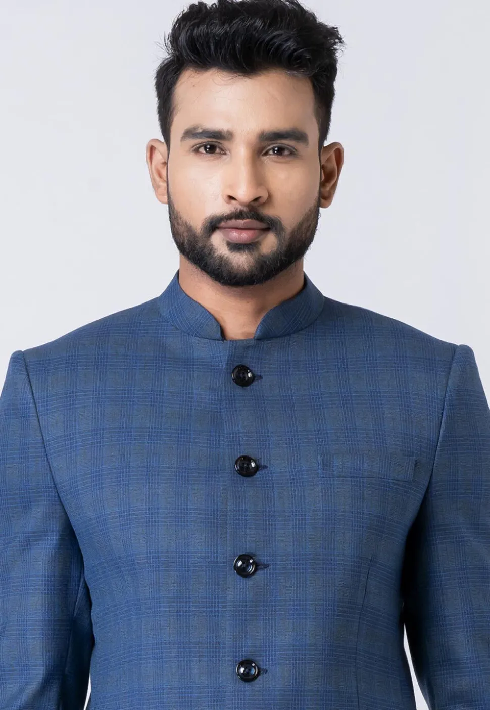 Woven Polyester Jodhpuri Suit in Light Blue