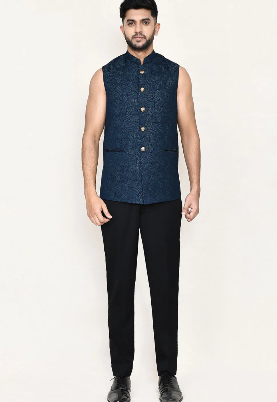 Woven Polyester Jodhpuri Suit in Teal Blue