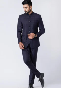 Woven Polyester Jodhpuri Suit in Dusty Purple