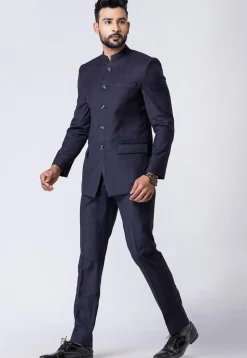 Woven Polyester Jodhpuri Suit in Dusty Purple