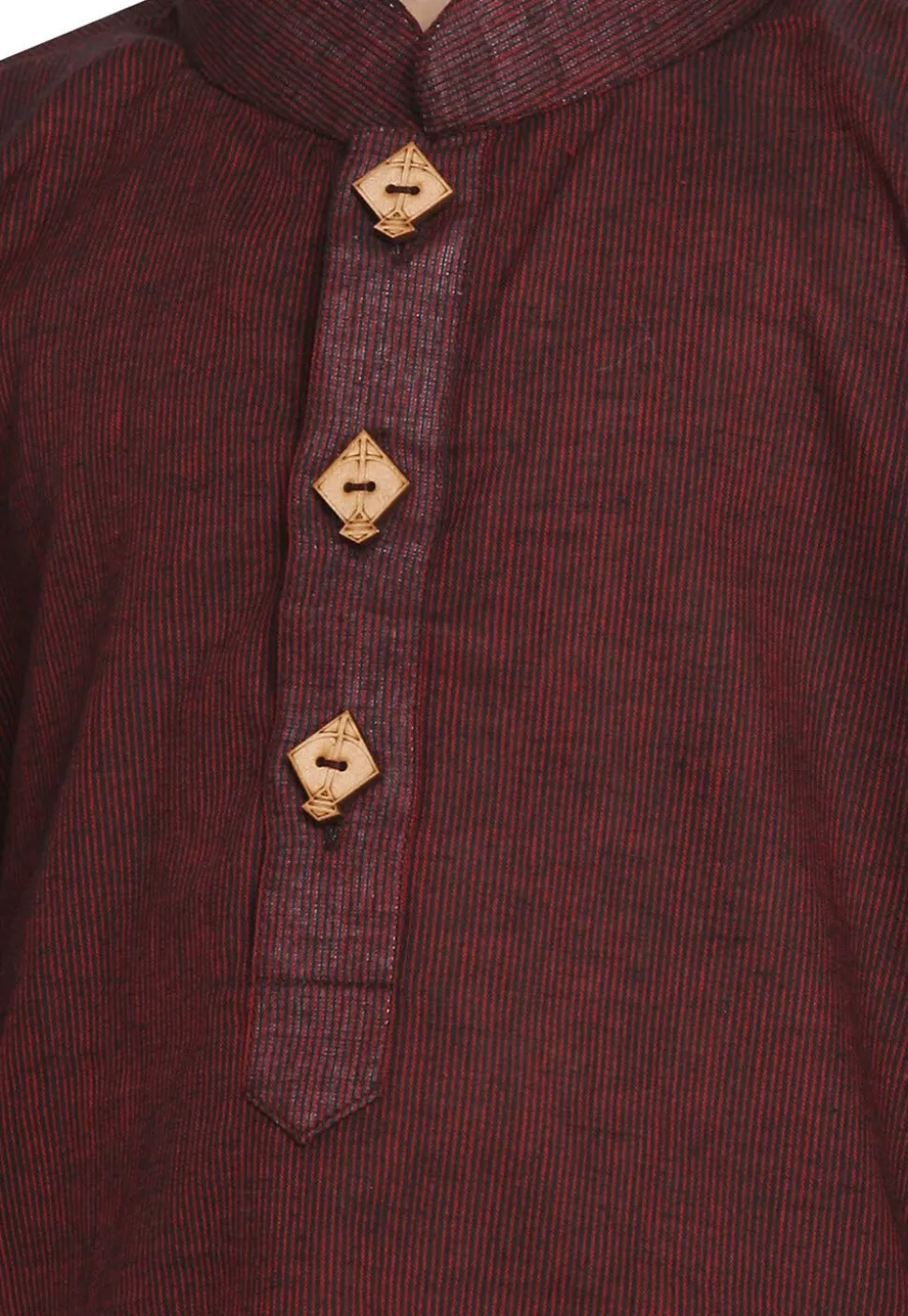 Woven Pure Cotton Kurta in Maroon