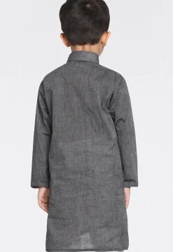 Woven Pure Cotton Kurta in Dark Grey