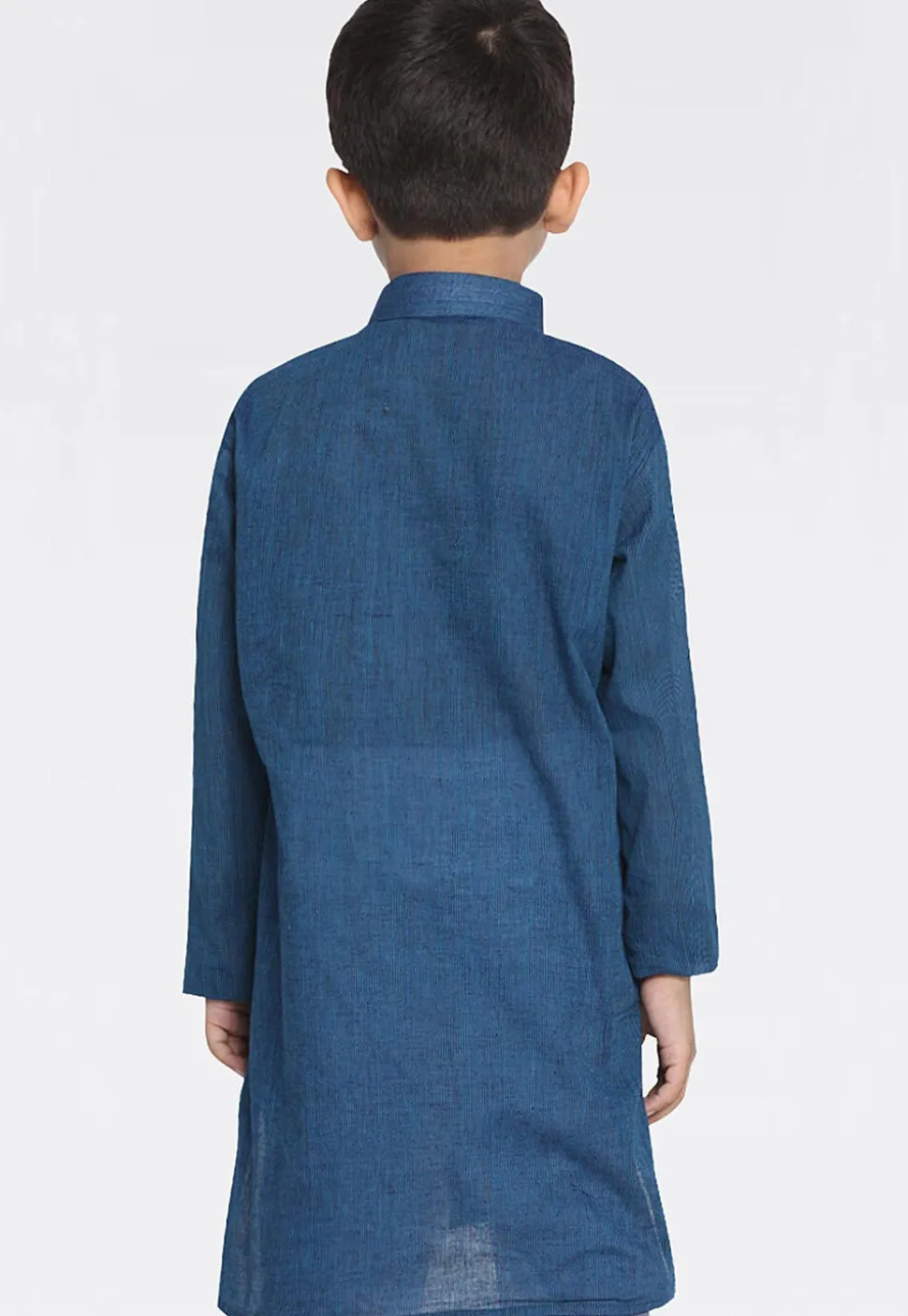 Woven Pure Cotton Kurta in Dark Teal Blue