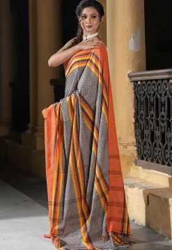 Woven Pure Cotton Saree in Multicolor