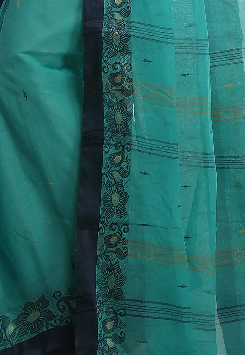 Woven Pure Cotton Tant Saree in Sea Green