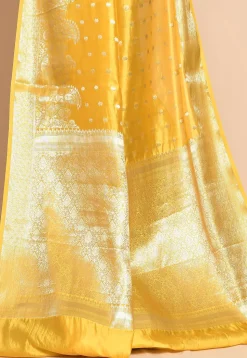 Woven Pure Dupion Silk Saree in Yellow