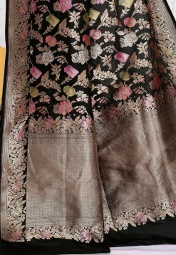 Woven Pure Katan Silk Banarasi Saree in Black