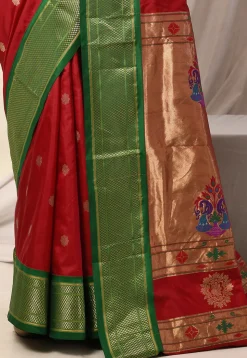 Woven Pure Paithani Silk Saree in Red