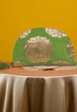 Woven Pure Silk Clutch Bag in Light Green