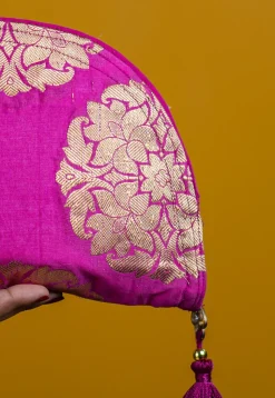 Woven Pure Silk Clutch Bag in Fuchsia