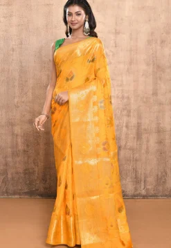 Woven Pure Silk Saree in Yellow