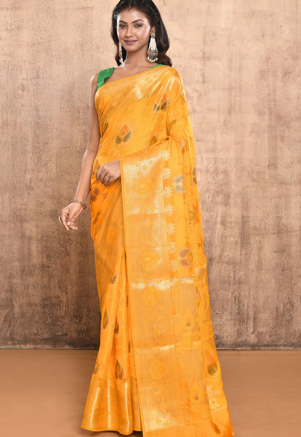 Woven Pure Silk Saree in Yellow