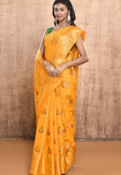 Woven Pure Silk Saree in Yellow