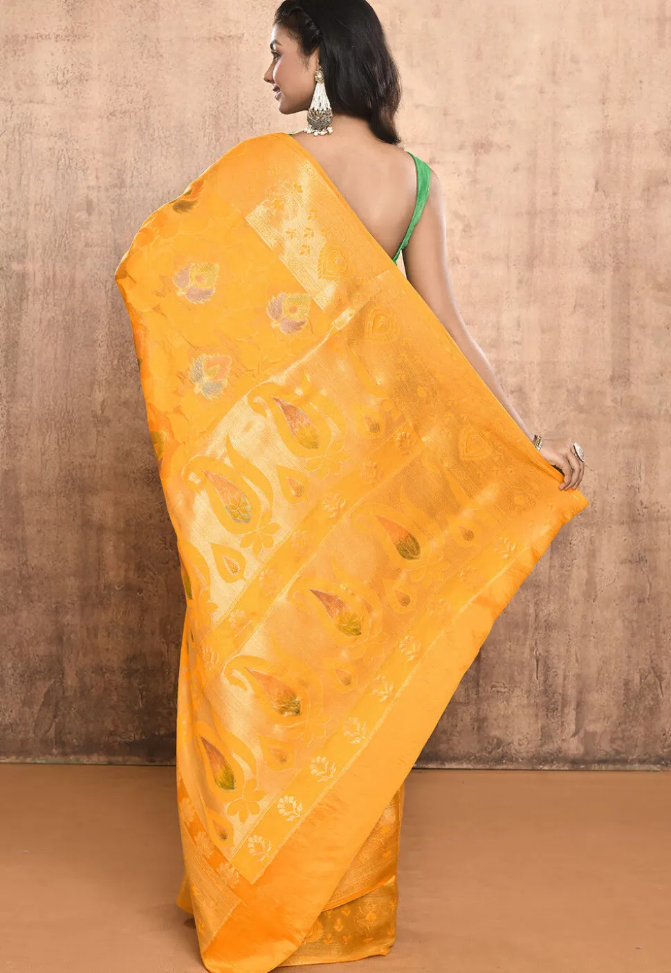 Woven Pure Silk Saree in Yellow