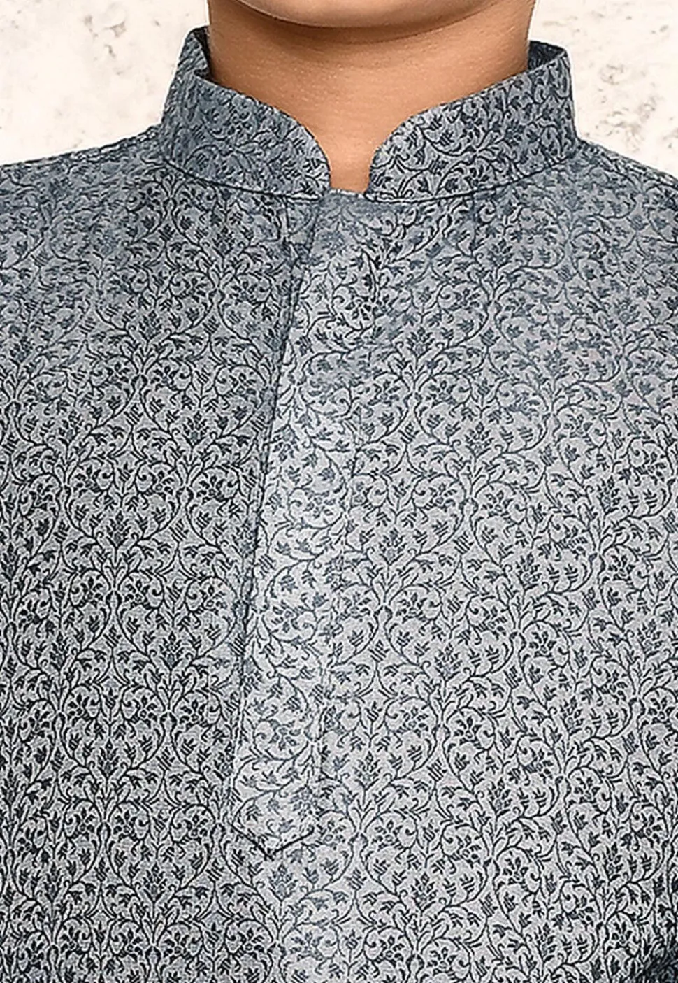 Woven Rayon Jacquard Kurta in Grey