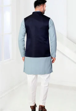 Woven Rayon Kurta Set in Blue