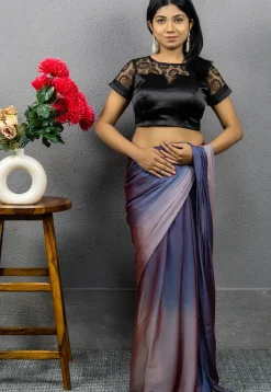 Woven Satin and Chantelle Net Blouse in Black