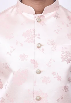 Woven Satin Jacquard Nehru Jacket in Light Pink
