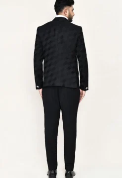 Woven Satin Silk Tuxedo in Black