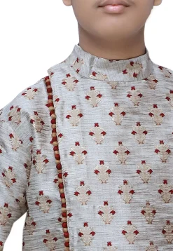 Woven Silk Jacquard Dhoti Sherwani in Off White