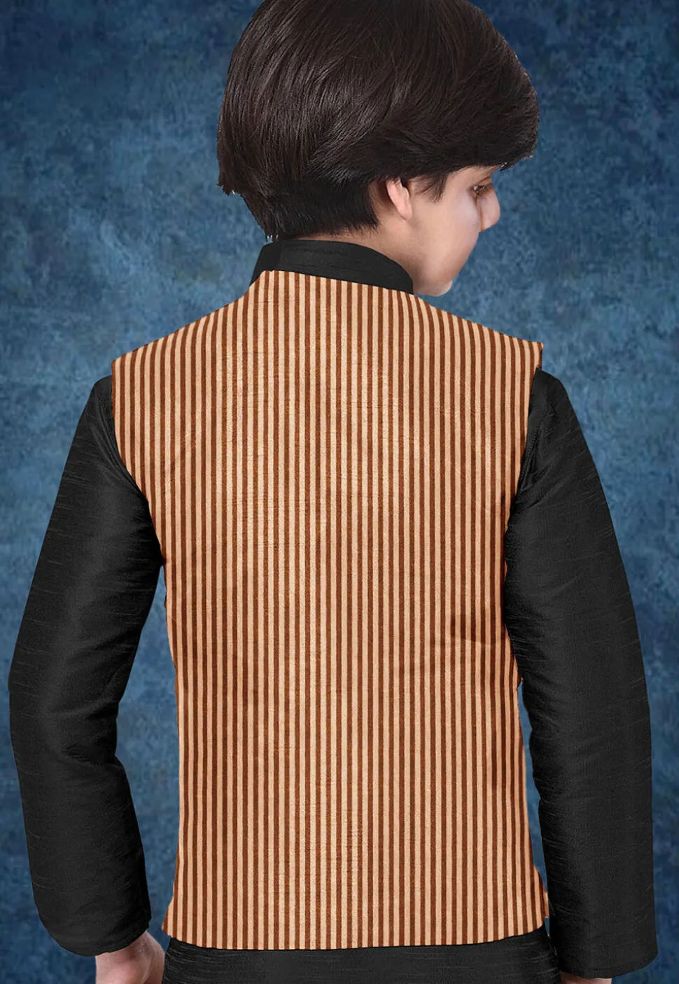 Woven South Cotton Nehru Jacket in Peach