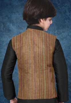 Woven South Cotton Nehru Jacket in Brown
