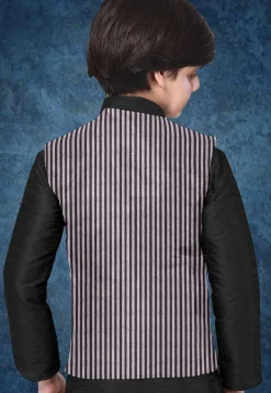 Woven South Cotton Nehru Jacket in Purple