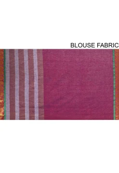 Woven South Cotton Saree in Blue and Red