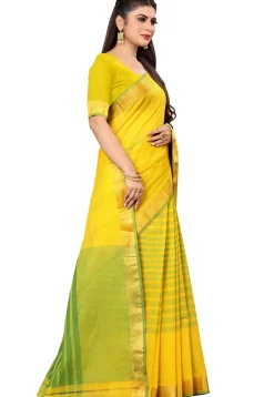 Woven South Cotton Saree in Yellow