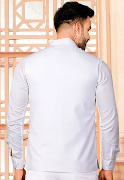 Woven Terry Rayon Bandhgala in Off White