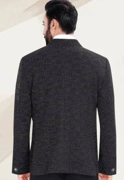 Woven Terry Rayon Jacquard Blazer in Black