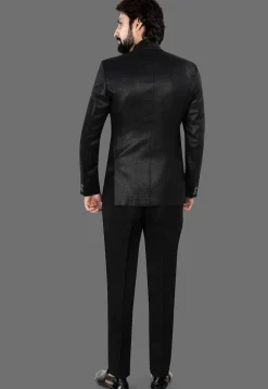 Woven Terry Rayon Jacquard Blazer in Black