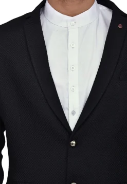 Woven Terry Rayon Jacquard Blazer with Pant in Black