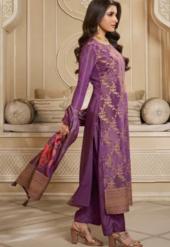 Woven Tissue Pakistani Suit in Purple