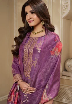 Woven Tissue Pakistani Suit in Purple