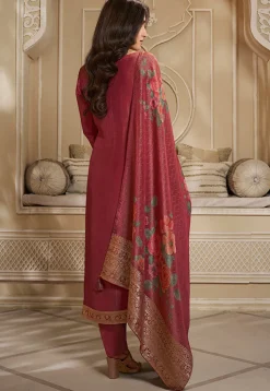 Woven Tissue Pakistani Suit in Old Rose