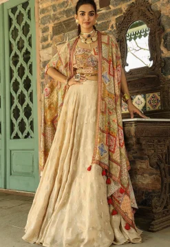 Woven Viscose Crepe Crop Top Set in Multicolor