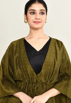 Woven Viscose Silk Asymmetric Dress in Black