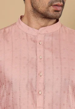 Woven Viscose Silk Kurta in Peach