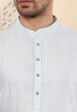 Woven Viscose Silk Kurta in Light Blue