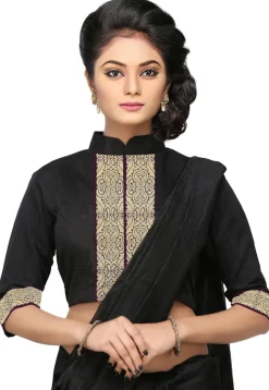 Zari Woven Chanderi Blouse in Black