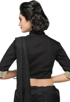Zari Woven Chanderi Blouse in Black