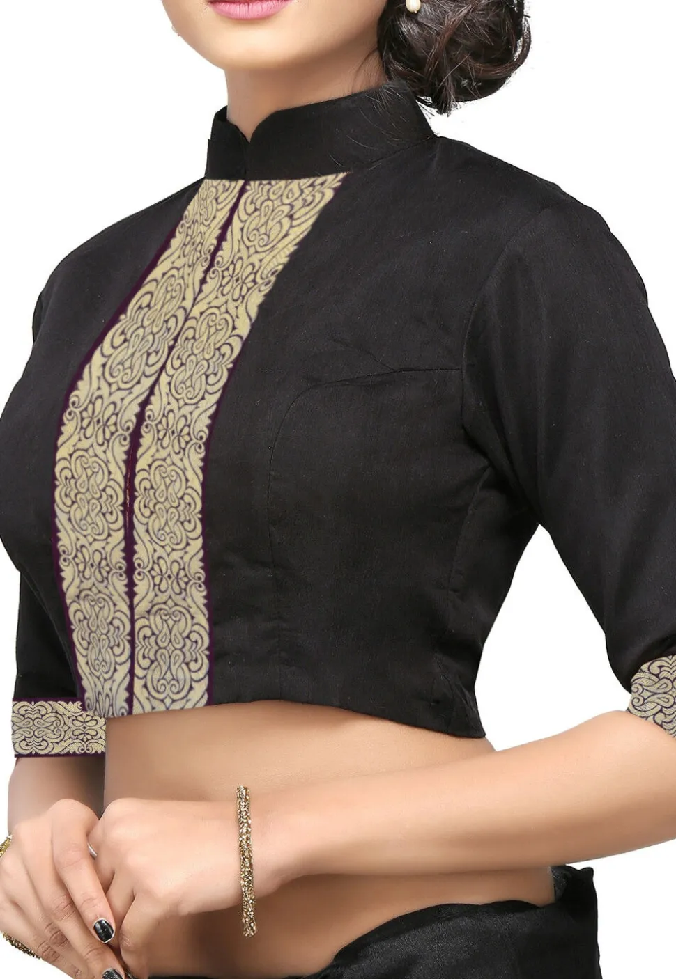 Zari Woven Chanderi Blouse in Black