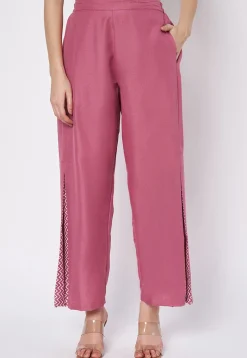 Zig Zag Printed Cotton Pant in Pink