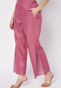 Zig Zag Printed Cotton Pant in Pink
