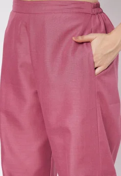 Zig Zag Printed Cotton Pant in Pink